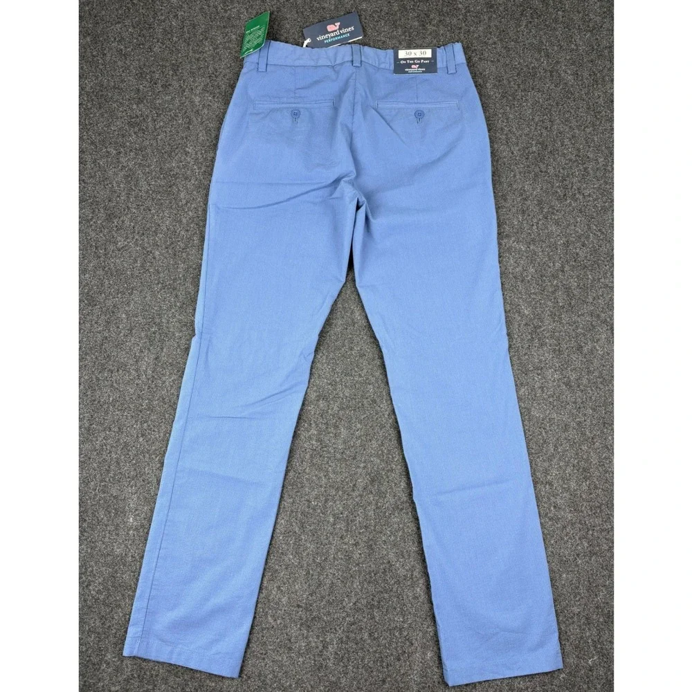 Vineyard Vines On-The-Go Seersucker Slim Fit Pants Mens 30x30 Moonshine Blue NEW